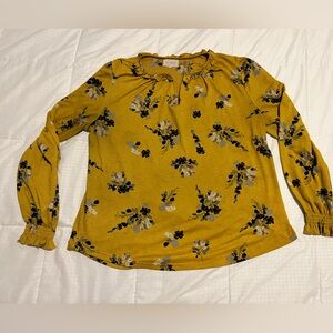 MELLODAY Mustard Floral Blouse